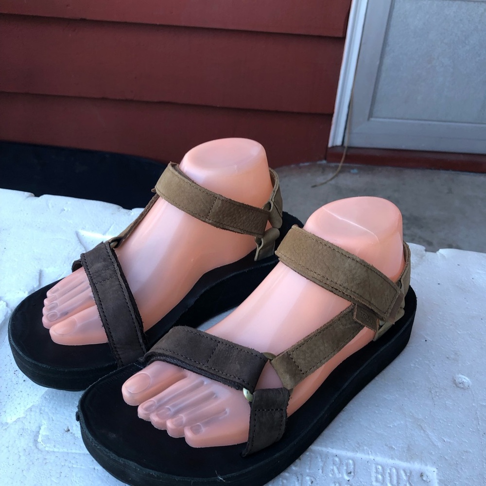 Teva Midform Universal Leather Tan Desert Sand Gray Sandals 1102435 Size 8 - Picture 3 of 16
